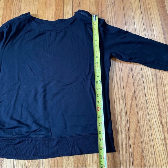 Athleta Black Zip Shoulder Boat Neck Pullover Women's S Modal Blend Sweatshirt - Picture 8 of 10